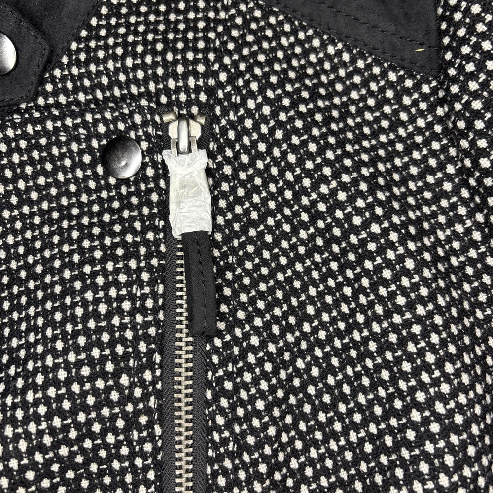 Lucky Brand Jacket Women's Medium Black Swiss Dot Wool Moto Edgy Lightweight NWT - Picture 8 of 16